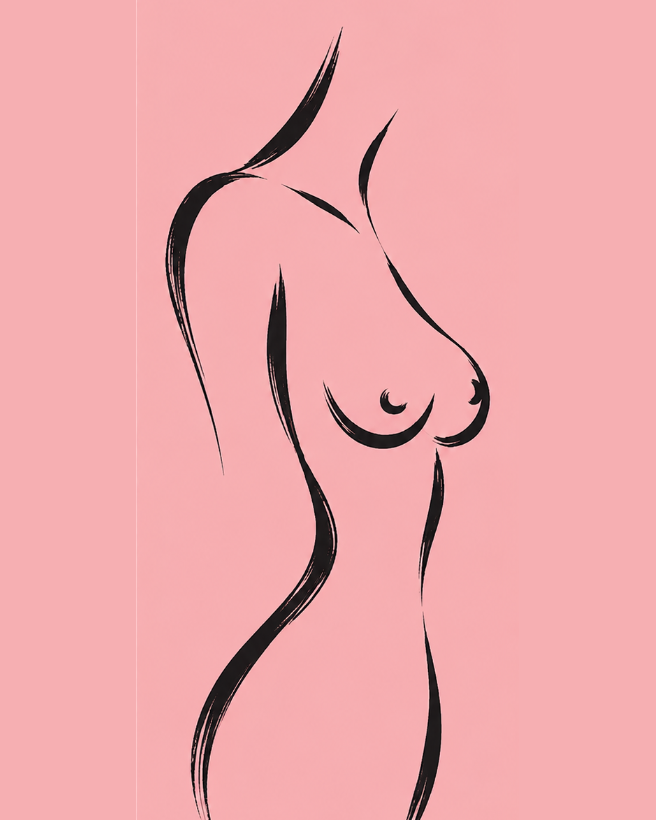 Illustration of the after appearance in a breast reduction comparison